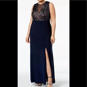 Women’s Formal Dress Plus Size 14W 18W Evening Gown Bodice Sequins NIGHTWAY NEW
